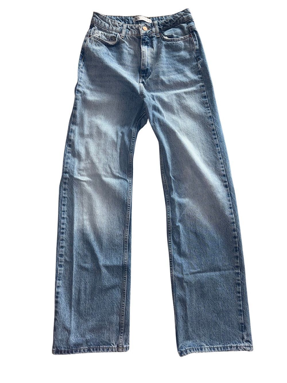 Zara Women's Light Blue Wide-Leg Jeans
